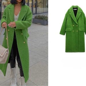 Lime Green Teddy Jacket with Oversized Fit